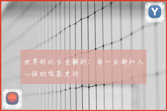 世界杯比分全解析:每一分都扣人心弦的绿茵史诗
